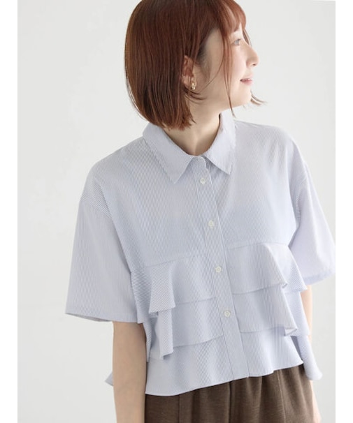 半袖ティアードフリルクロップトシャツ