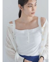 【接触冷感】前後2WAYヘンリーネックスクエアタンク