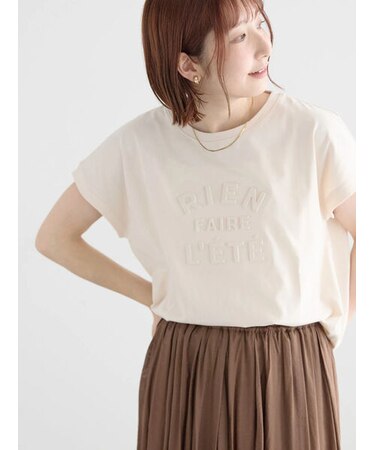 【接触冷感】エンボスロゴフレンチスリーブTシャツ