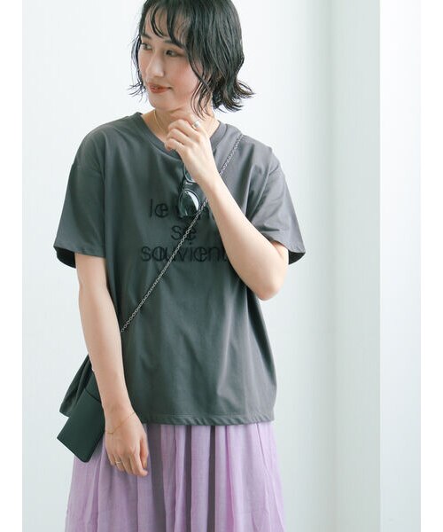 接触冷感】ステッチ刺繍ロゴレギュラーTシャツ｜テチチの通販｜&mall