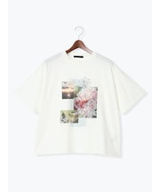 【接触冷感】モチーフレースプリントTシャツ