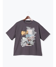 【接触冷感】モチーフレースプリントTシャツ