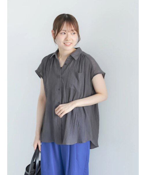 【7色展開】シャンブレーボイルフレンチスリーブシャツ