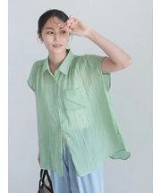 【7色展開】シャンブレーボイルフレンチスリーブシャツ