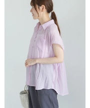 【7色展開】シャンブレーボイルフレンチスリーブシャツ