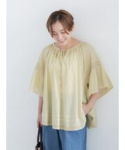 コットンローンフレアスリーブブラウス