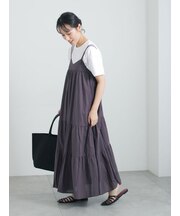 【接触冷感】ティアードキャミソールワンピース