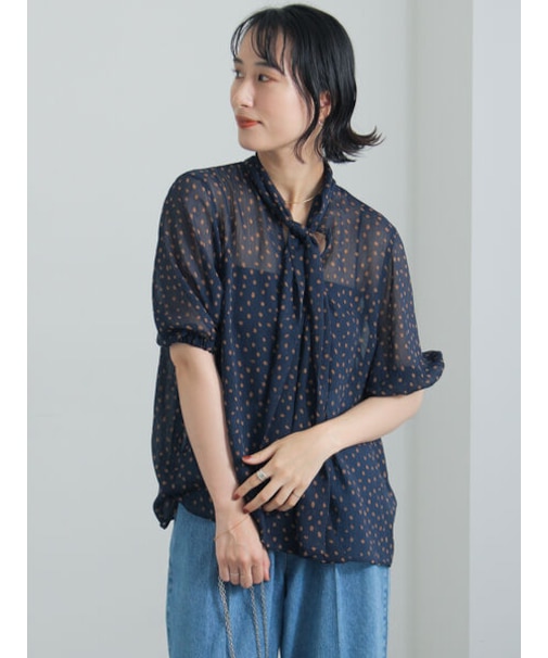 柄アソート楊柳シフォンボウタイブラウス