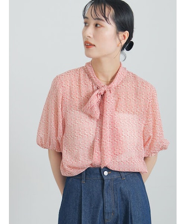 柄アソート楊柳シフォンボウタイブラウス
