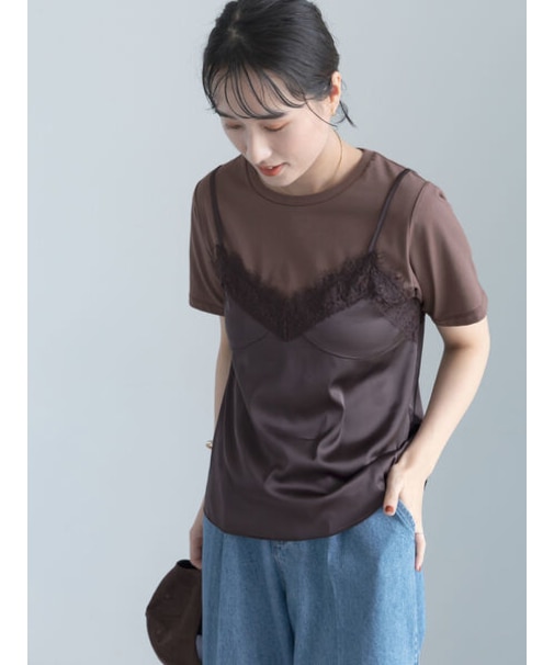 サテンキャミドッキングTシャツ