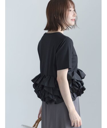 ナイロンフリルドッキングTシャツ