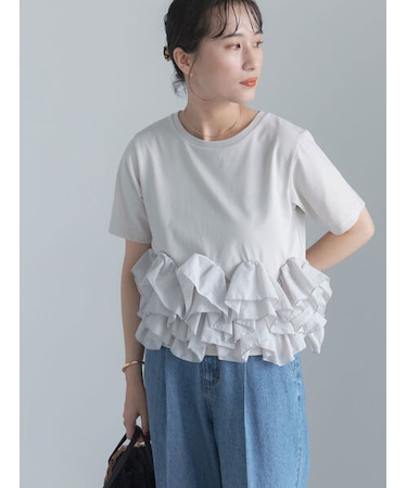 ナイロンフリルドッキングTシャツ