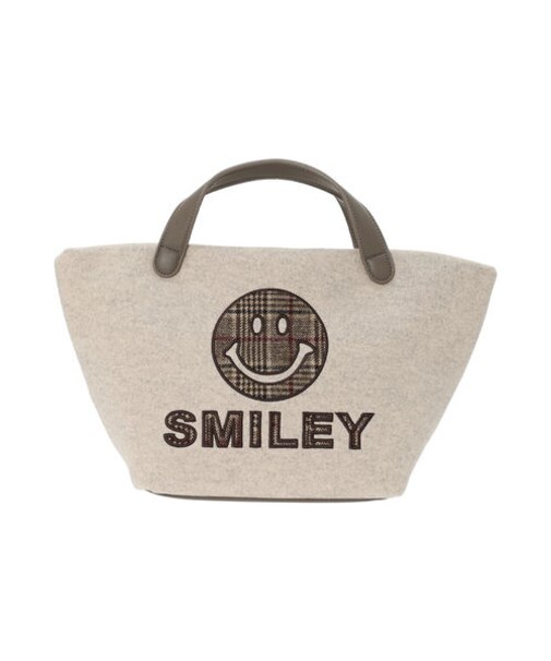 SMILEY柄生地刺繍トートバッグ