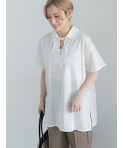 衿付きスキッパーチュニックプルオーバー