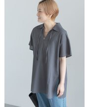 衿付きスキッパーチュニックプルオーバー
