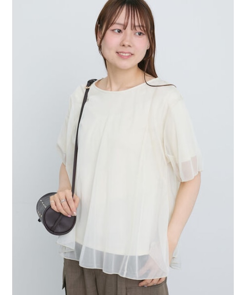 チュールレイヤードTシャツ