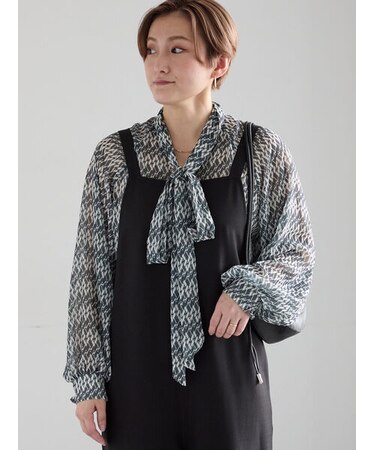 シフォンパターンアソートボウタイブラウス