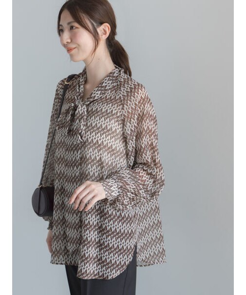 シフォンパターンアソートボウタイブラウス