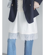 レースヘム2WAYレイヤードサテンスカート