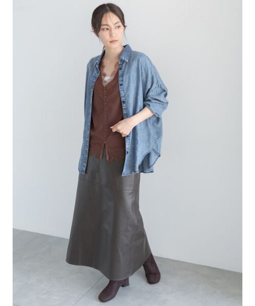 フェイクレザースカート