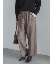 【静電気防止/イージーケア】チェックワイドパンツ