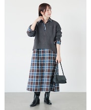 ネルチェックシャツワンピース