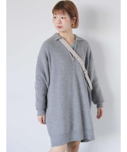 ◎襟付きハーフジップビッグニット