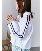 ショート丈袖ラインシャツ