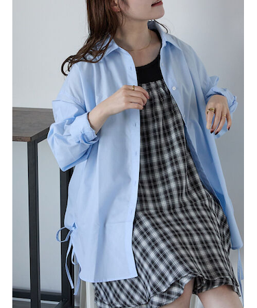 柄アソートサイドリボンオーバーシャツ