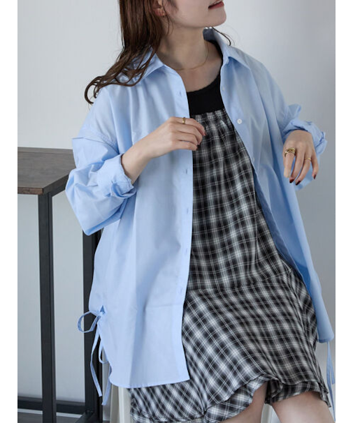 柄アソートサイドリボンオーバーシャツ