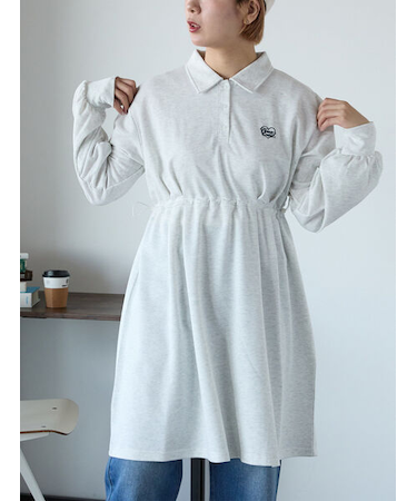 襟付きカットミニワンピース