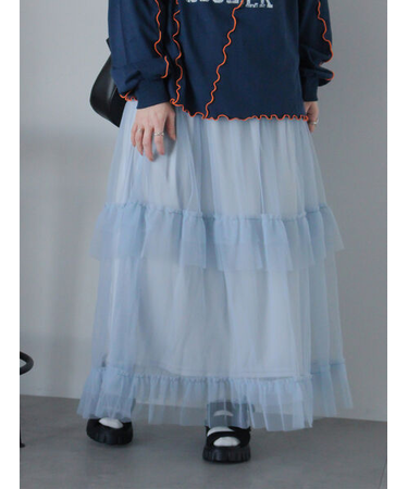 チュールフリルティアードスカート