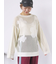 袖ドロスト花柄メッシュニット
