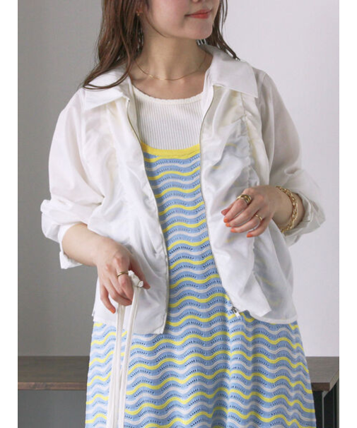 シャーリングジップシャツ