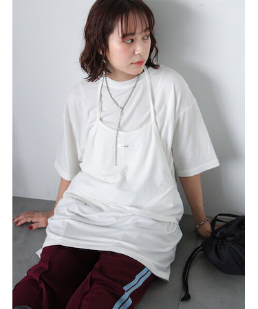 ロング丈レイヤードカットソー