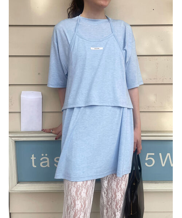 ロング丈レイヤードカットソー