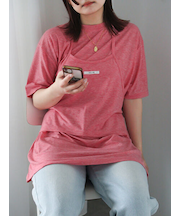 ロング丈レイヤードカットソー