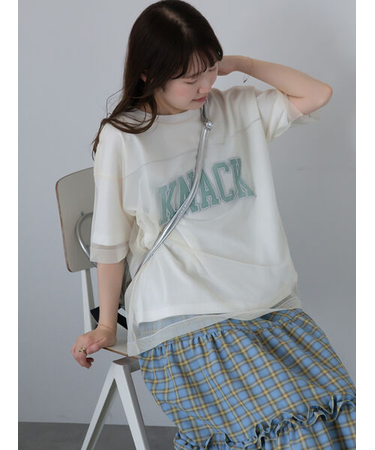 チュール重ねカットソー