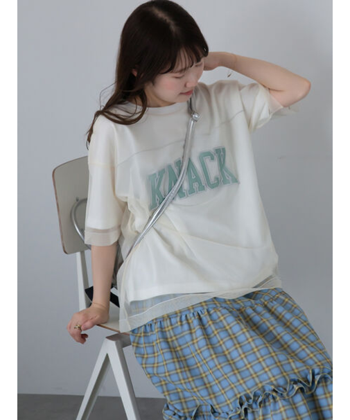 チュール重ねカットソー