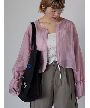 キャンディースリーブシアーブラウス