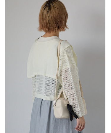 セーラーカラーメッシュカーディガン