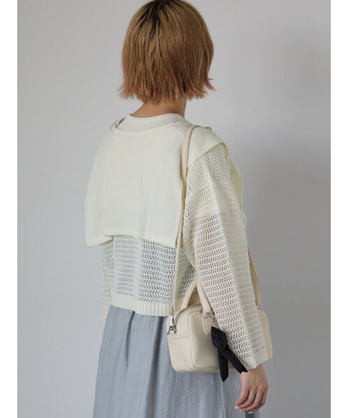 セーラーカラーメッシュカーディガン