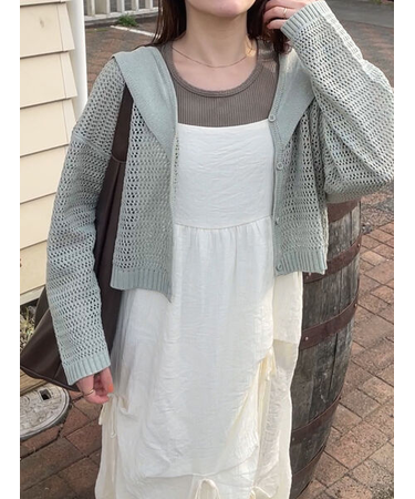 セーラーカラーメッシュカーディガン