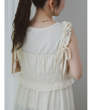 シャーリングフリルキャミワンピース