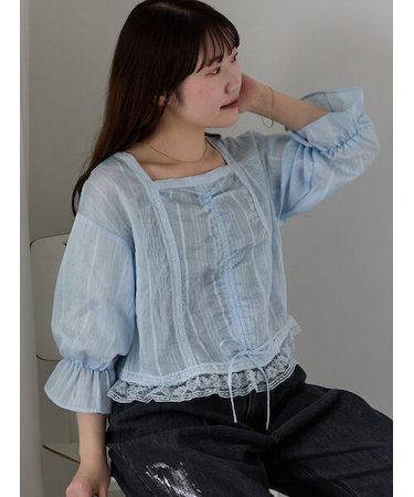◎スクエアレースブラウス