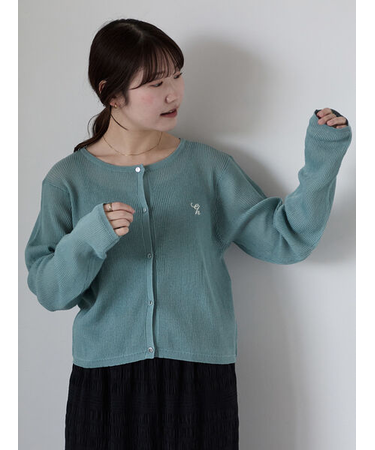 ワンポイント刺繍リブカーディガン