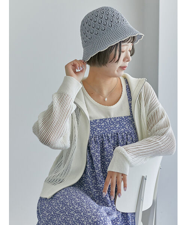 メッシュジップカーディガン