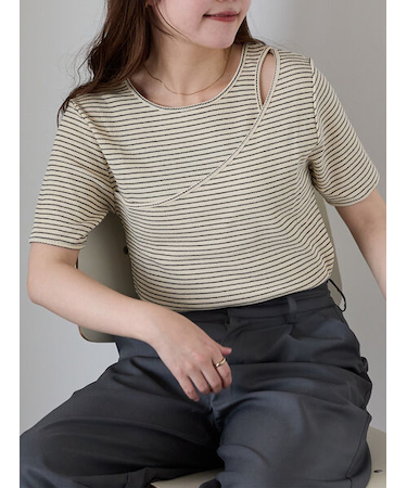 ボーダーカットアウトプルオーバー