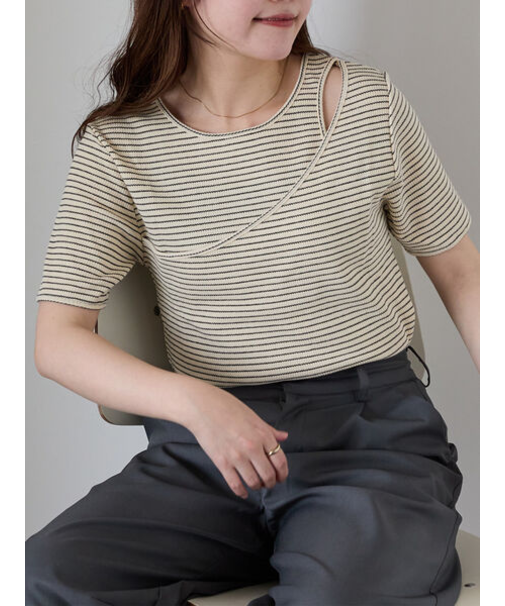 ボーダーカットアウトプルオーバー