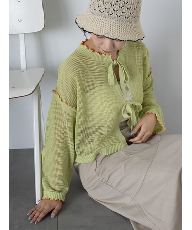 メッシュリボンカーディガン